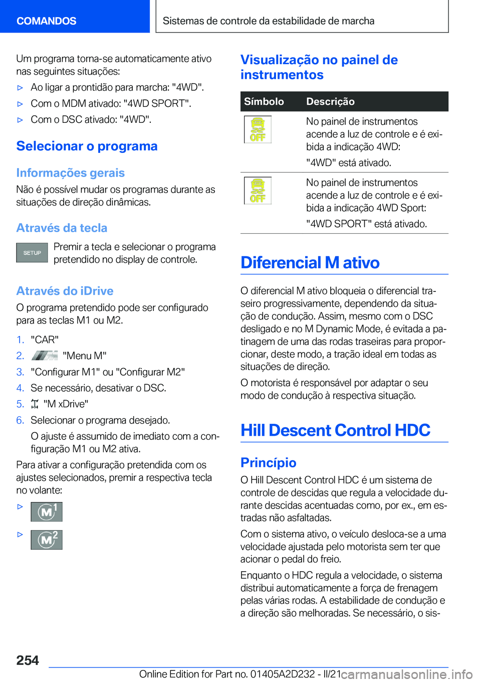 BMW X6 M 2021  Manual do condutor (in Portuguese) �U�m��p�r�o�g�r�a�m�a��t�o�r�n�a�-�s�e��a�u�t�o�m�a�t�i�c�a�m�e�n�t�e��a�t�i�v�o�n�a�s��s�e�g�u�i�n�t�e�s��s�i�t�u�a�