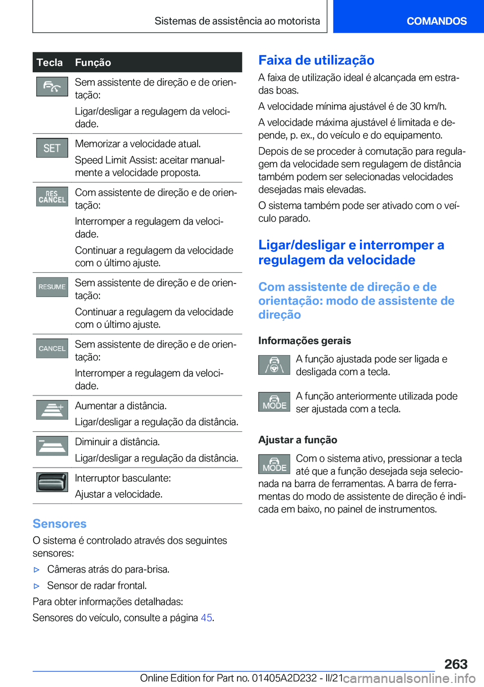 BMW X6 M 2021  Manual do condutor (in Portuguese) �T�e�c�l�a�F�u�n�