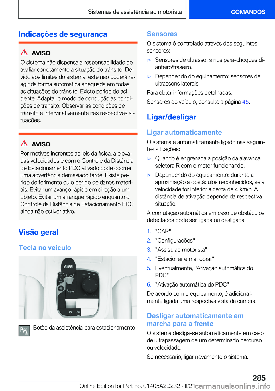 BMW X6 M 2021  Manual do condutor (in Portuguese) �I�n�d�i�c�a�