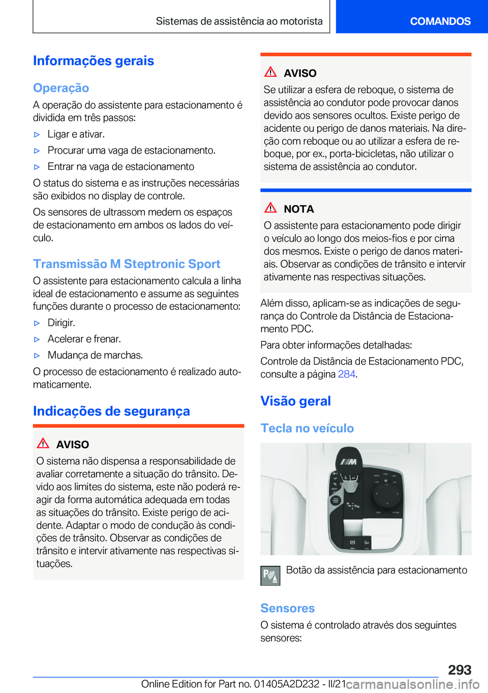 BMW X6 M 2021  Manual do condutor (in Portuguese) �I�n�f�o�r�m�a�