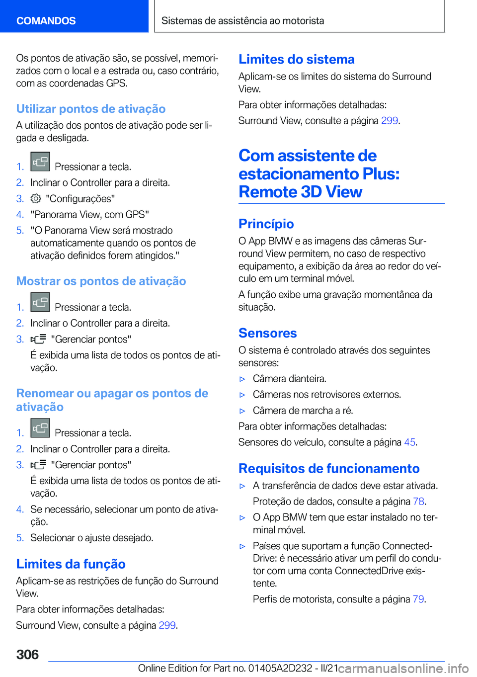 BMW X6 M 2021  Manual do condutor (in Portuguese) �O�s��p�o�n�t�o�s��d�e��a�t�i�v�a�