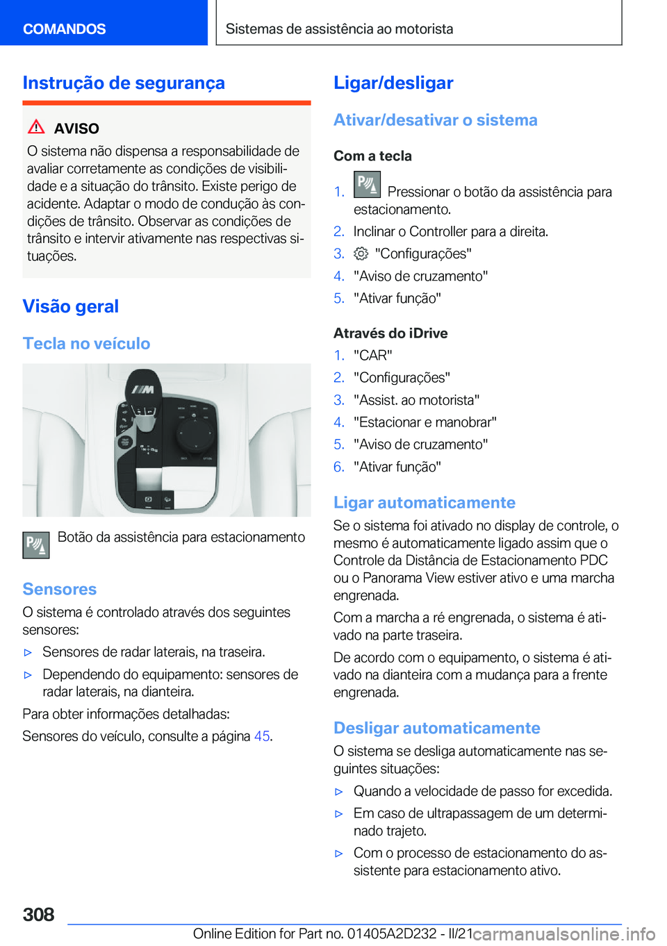 BMW X6 M 2021  Manual do condutor (in Portuguese) �I�n�s�t�r�u�