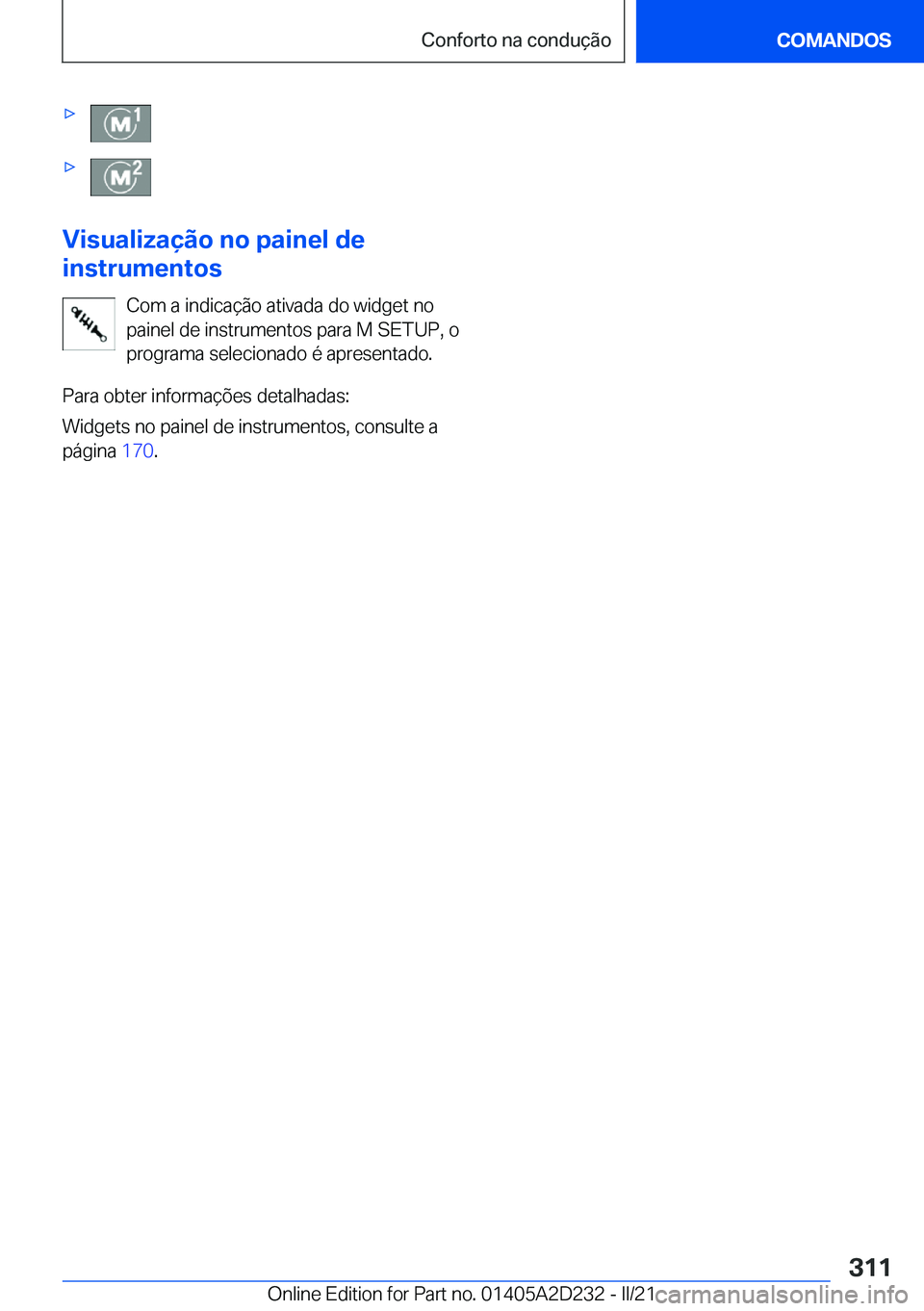 BMW X6 M 2021  Manual do condutor (in Portuguese) 'x'x
�V�i�s�u�a�l�i�z�a�
