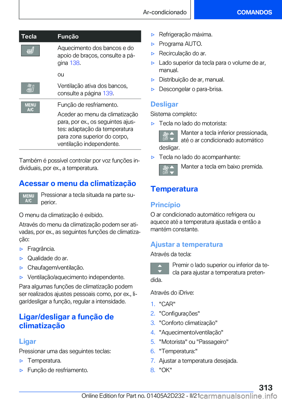 BMW X6 M 2021  Manual do condutor (in Portuguese) �T�e�c�l�a�F�u�n�