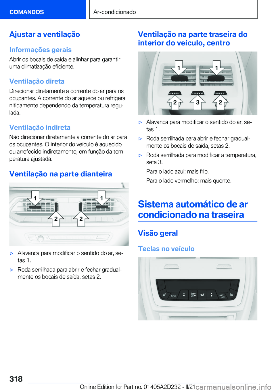 BMW X6 M 2021  Manual do condutor (in Portuguese) �A�j�u�s�t�a�r��a��v�e�n�t�i�l�a�