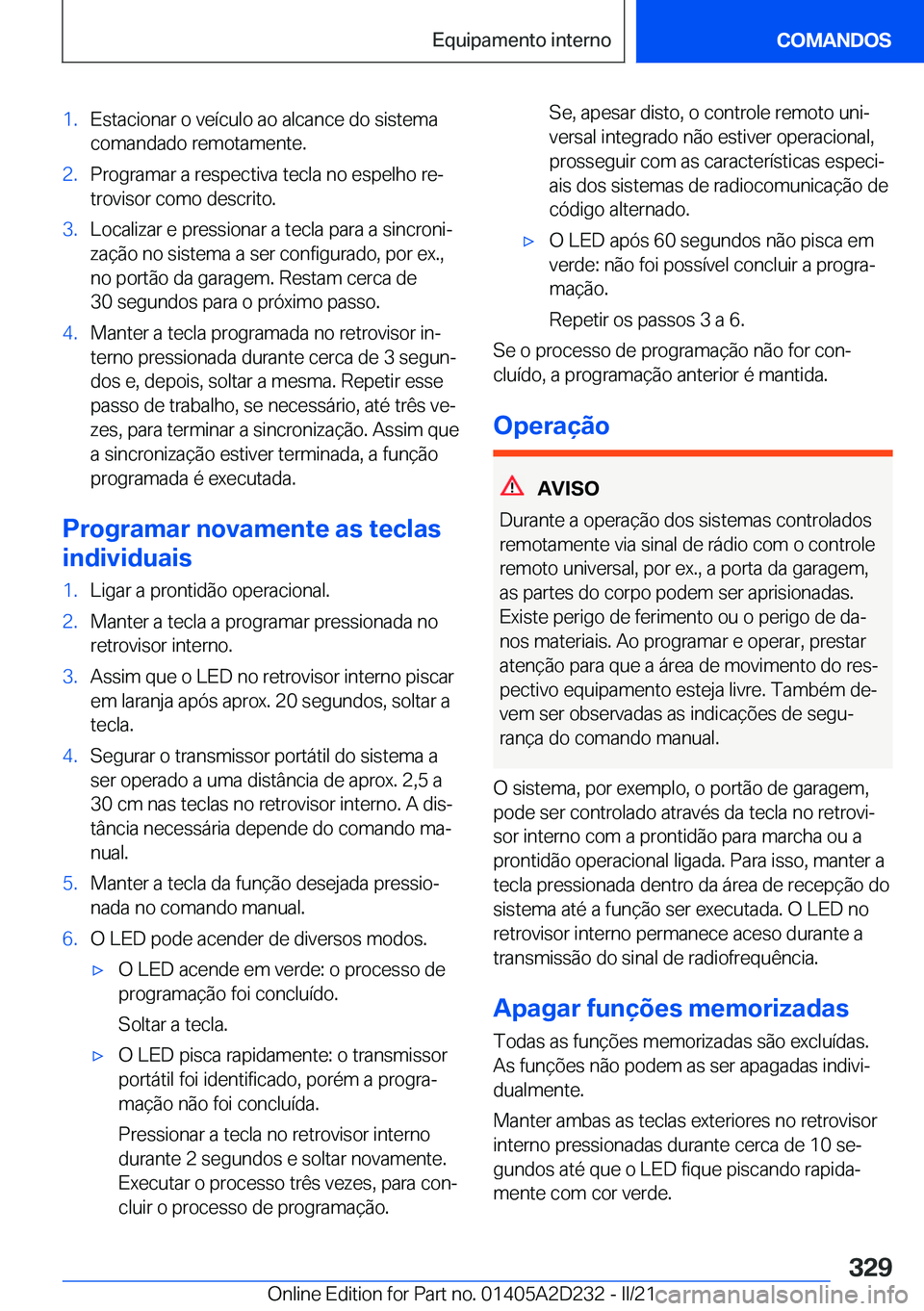 BMW X6 M 2021  Manual do condutor (in Portuguese) �1�.�E�s�t�a�c�i�o�n�a�r��o��v�e�