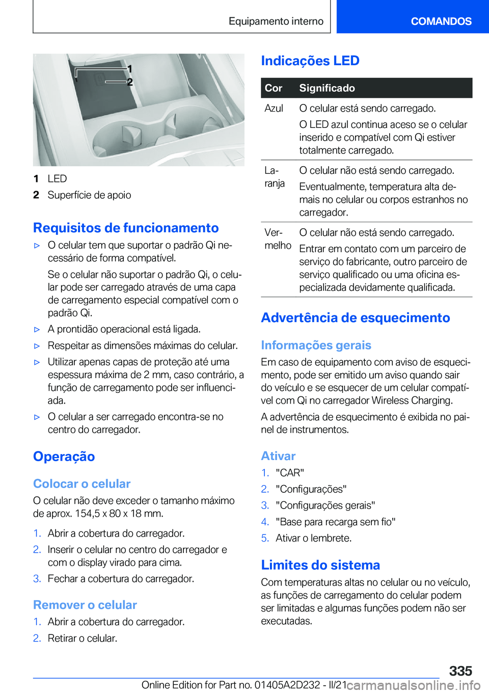 BMW X6 M 2021  Manual do condutor (in Portuguese) �1�L�E�D�2�S�u�p�e�r�f�