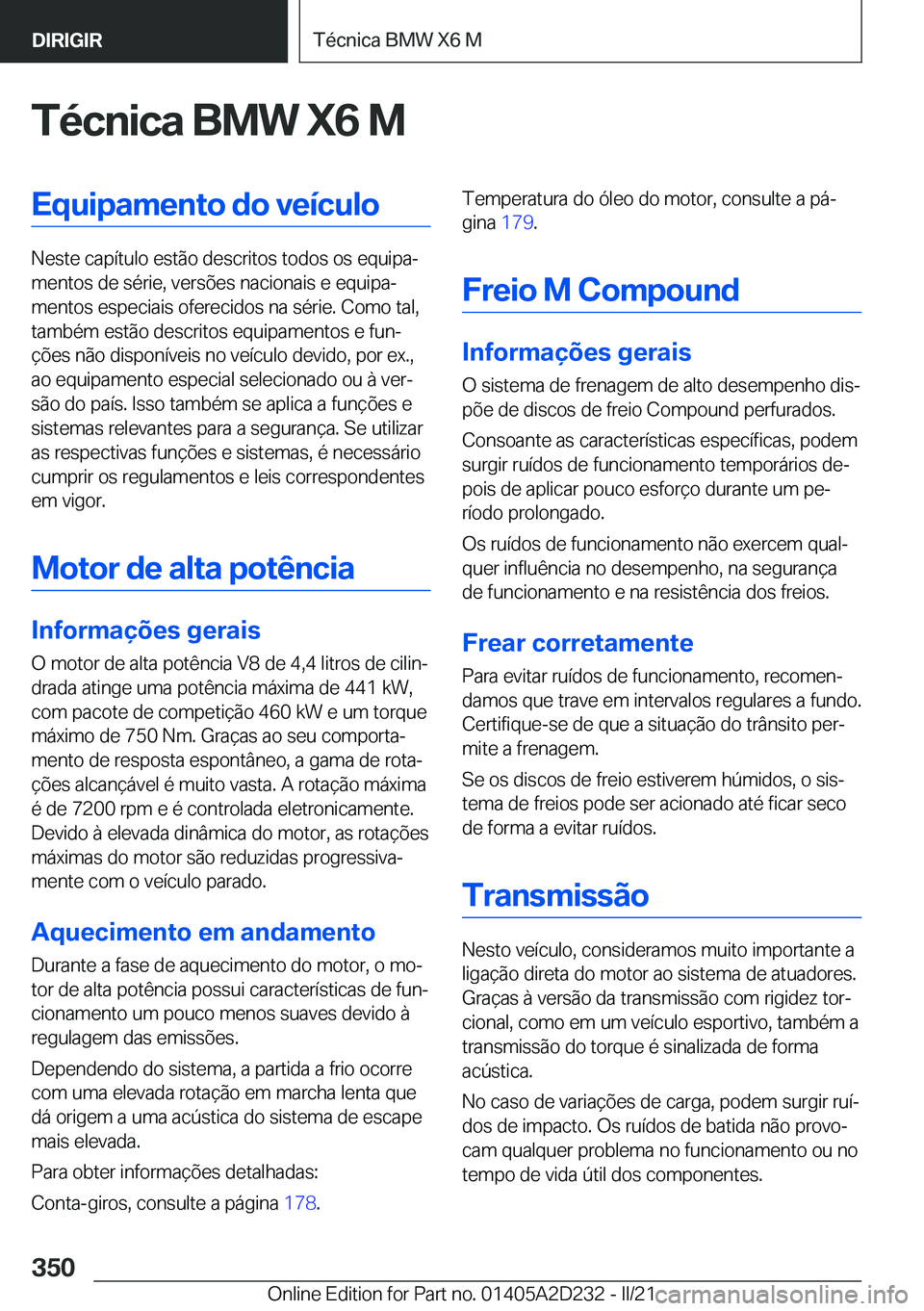 BMW X6 M 2021  Manual do condutor (in Portuguese) �T�é�c�n�i�c�a��B�M�W��X�6��M�E�q�u�i�p�a�m�e�n�t�o��d�o��v�e�