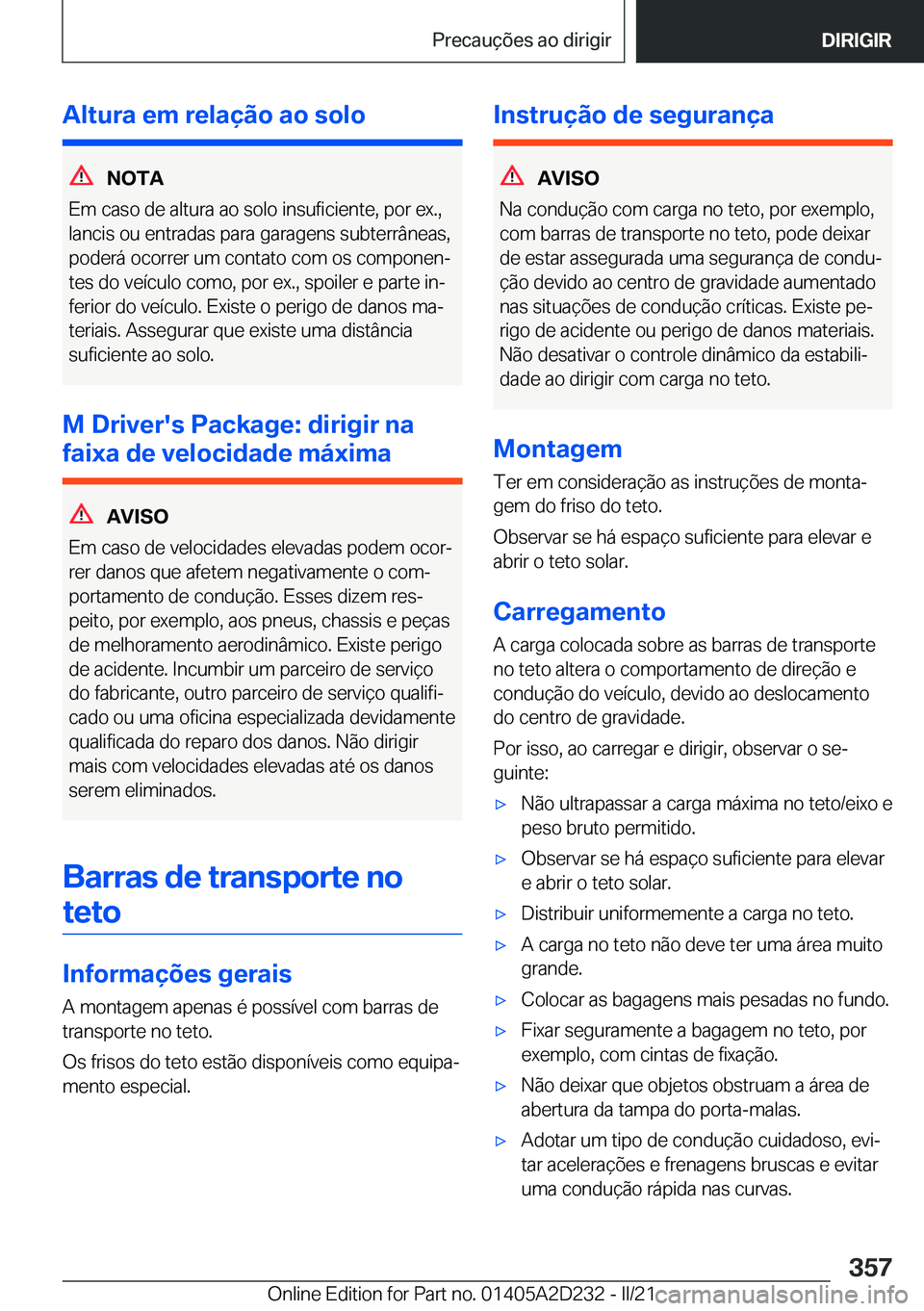 BMW X6 M 2021  Manual do condutor (in Portuguese) �A�l�t�u�r�a��e�m��r�e�l�a�