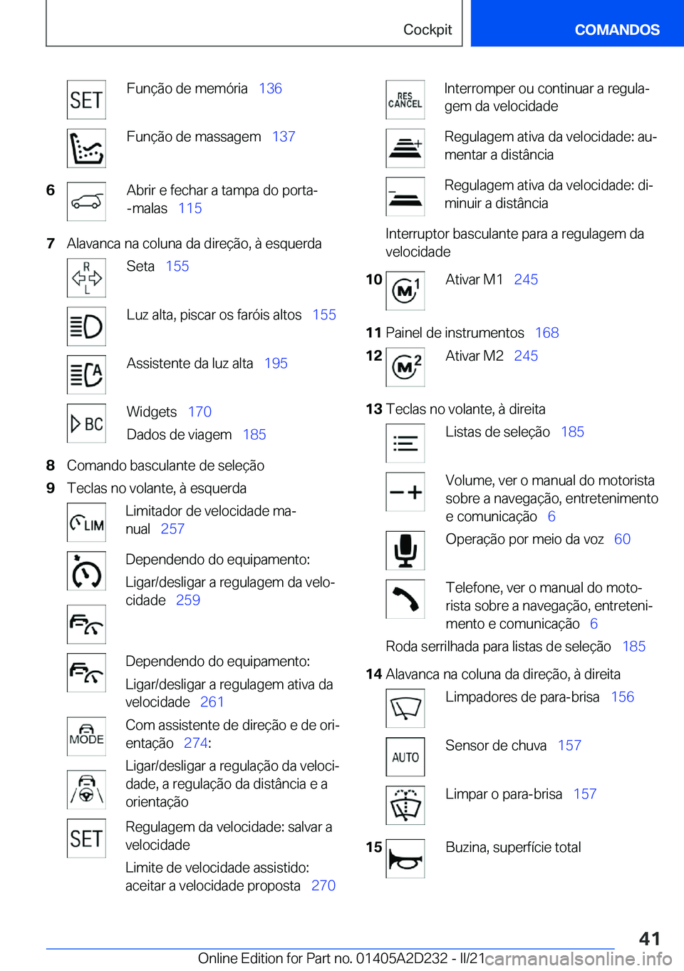 BMW X6 M 2021  Manual do condutor (in Portuguese) �F�u�n�