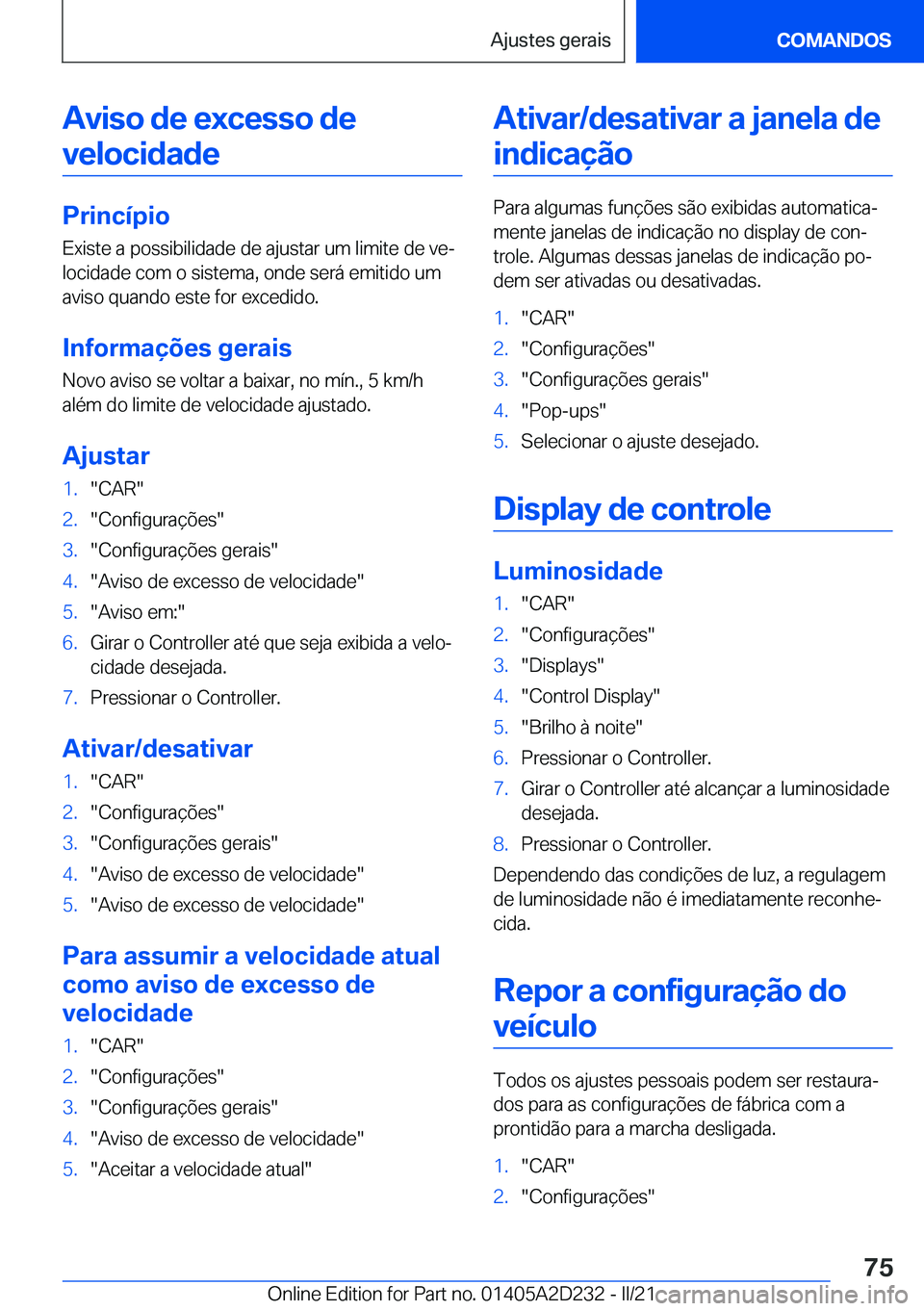 BMW X6 M 2021  Manual do condutor (in Portuguese) �A�v�i�s�o��d�e��e�x�c�e�s�s�o��d�e�v�e�l�o�c�i�d�a�d�e
�P�r�i�n�c�