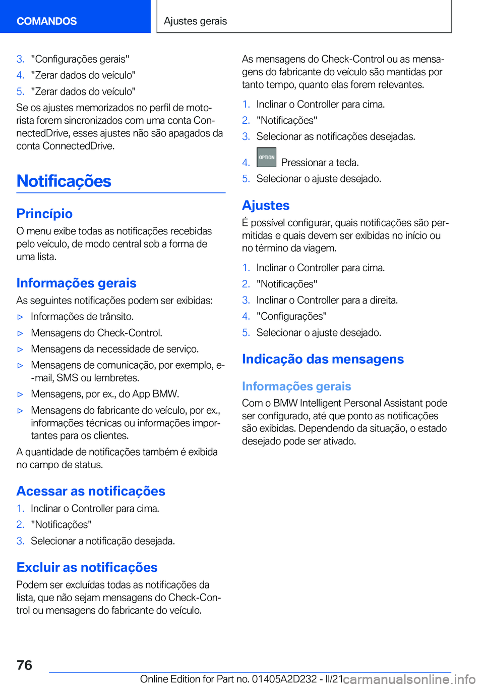 BMW X6 M 2021  Manual do condutor (in Portuguese) �3�.��C�o�n�f�i�g�u�r�a�