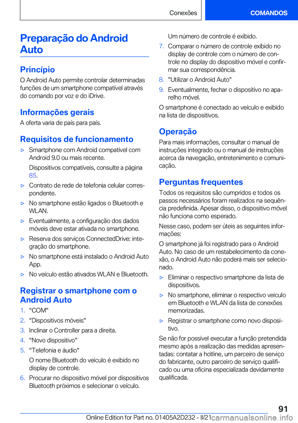 BMW X6 M 2021  Manual do condutor (in Portuguese) �P�r�e�p�a�r�a�