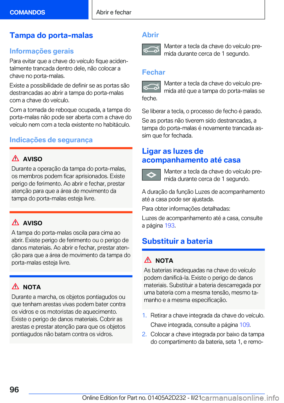 BMW X6 M 2021  Manual do condutor (in Portuguese) �T�a�m�p�a��d�o��p�o�r�t�a�-�m�a�l�a�s�I�n�f�o�r�m�a�