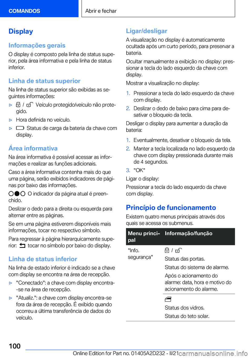 BMW X6 M 2021  Manual do condutor (in Portuguese) �D�i�s�p�l�a�y�I�n�f�o�r�m�a�