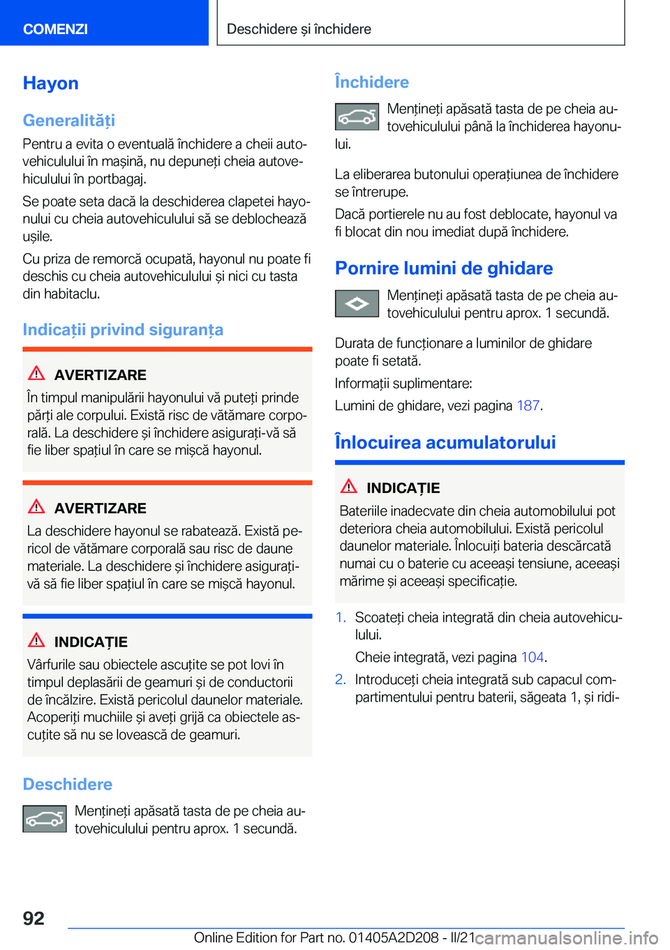 BMW X6 M 2021  Ghiduri De Utilizare (in Romanian) �H�a�y�o�n
�G�e�n�e�r�a�l�i�t�