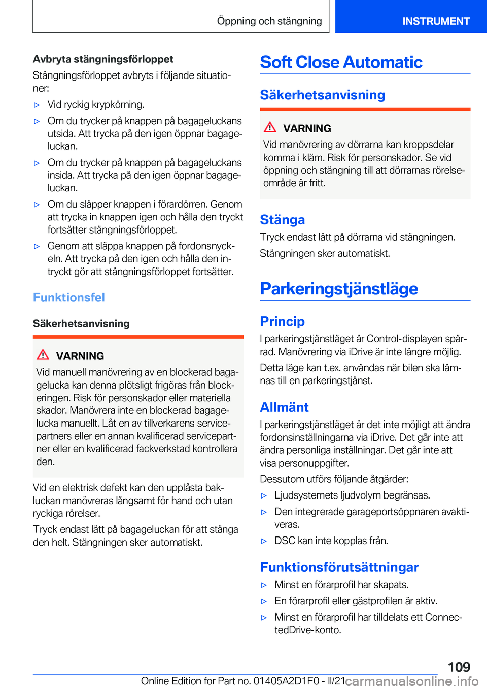 BMW X6 M 2021  InstruktionsbÖcker (in Swedish) �A�v�b�r�y�t�a��s�t�ä�n�g�n�i�n�g�s�f�