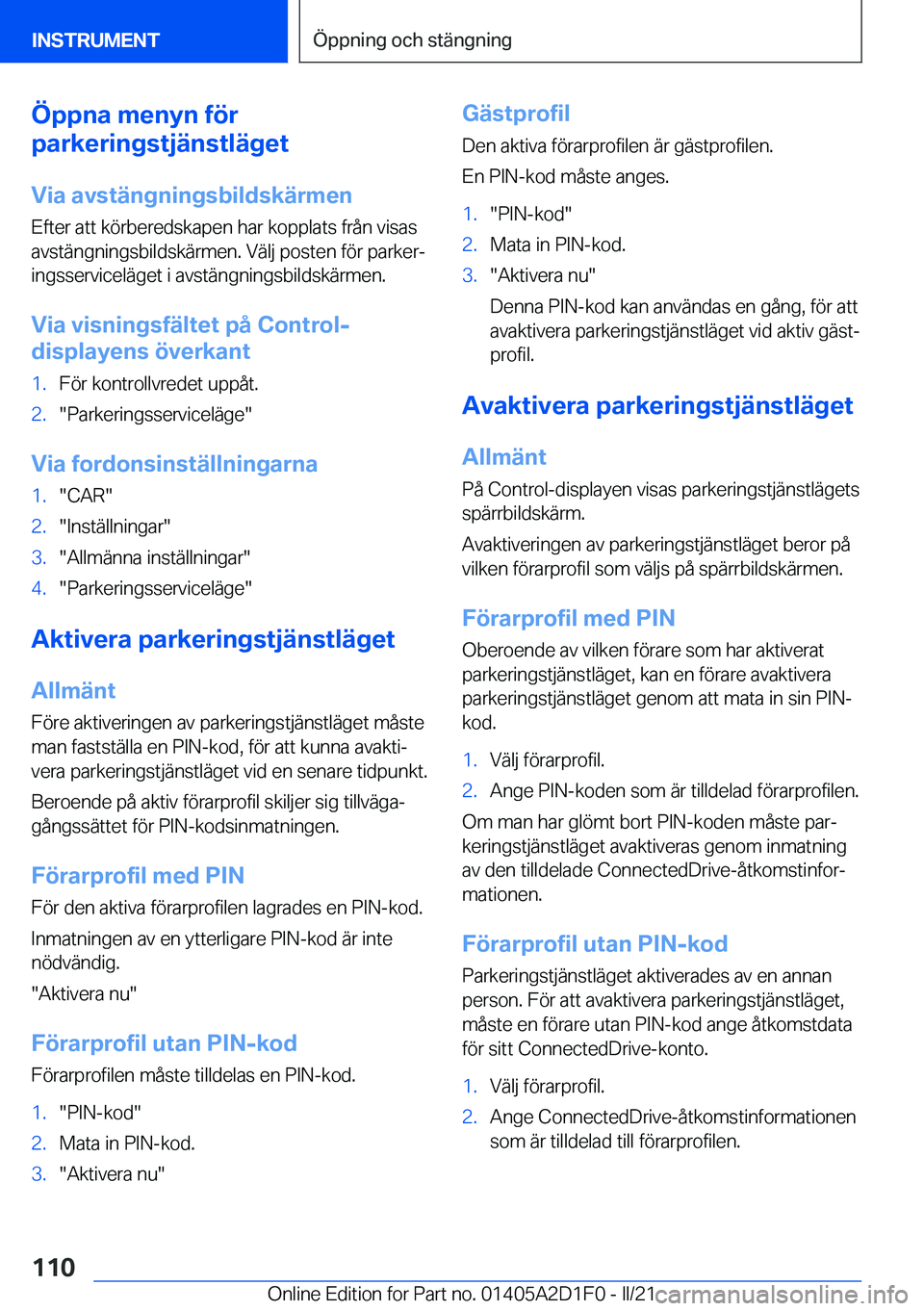 BMW X6 M 2021  InstruktionsbÖcker (in Swedish) �