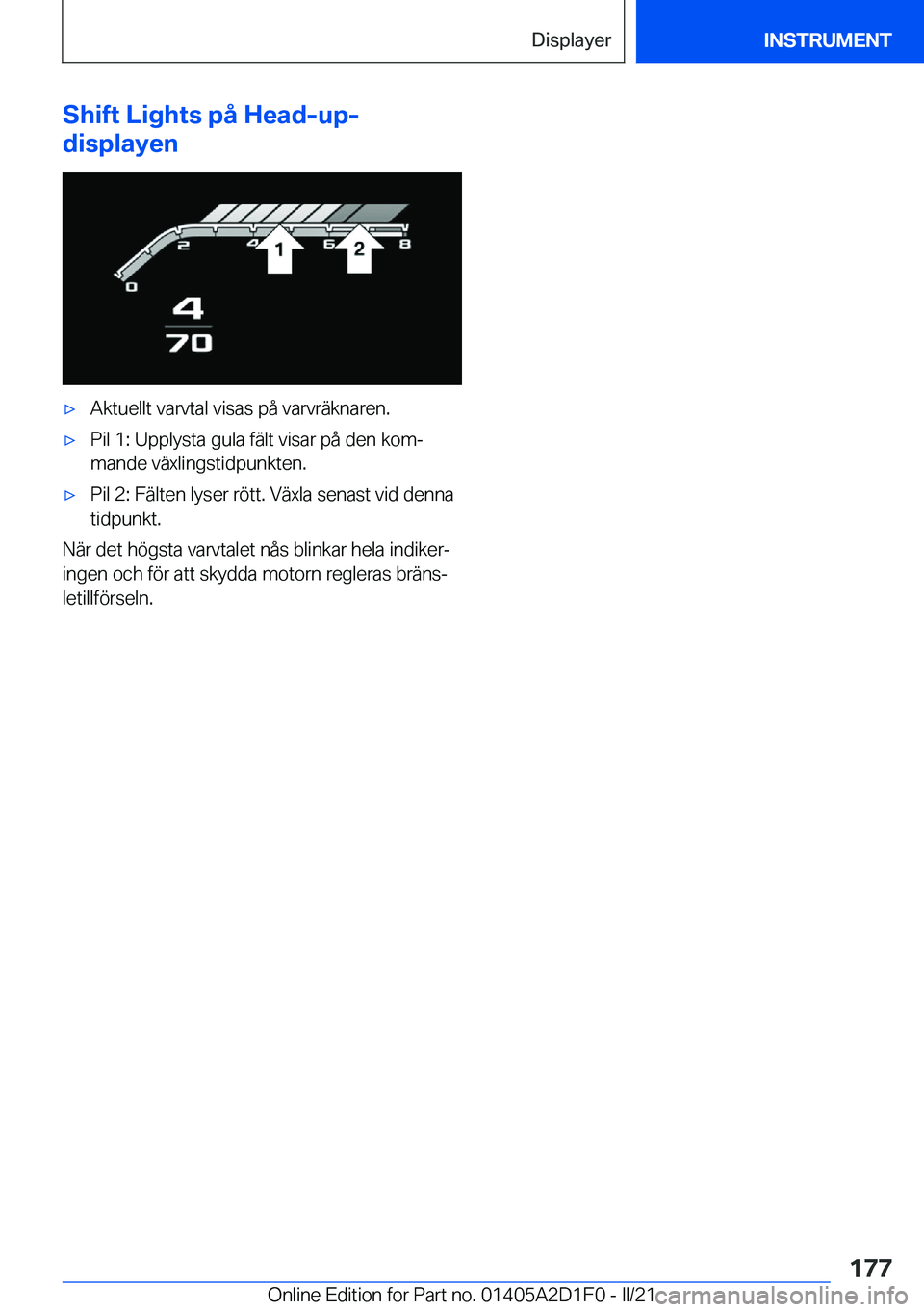 BMW X6 M 2021  InstruktionsbÖcker (in Swedish) �S�h�i�f�t��L�i�g�h�t�s��p�å��H�e�a�d�-�u�p�-
�d�i�s�p�l�a�y�e�n'x�A�k�t�u�e�l�l�t��v�a�r�v�t�a�l��v�i�s�a�s��p�å��v�a�r�v�r�ä�k�n�a�r�e�n�.'x�P�i�l��1�:��U�p�p�l�y�s�t�a��g�u�l�a