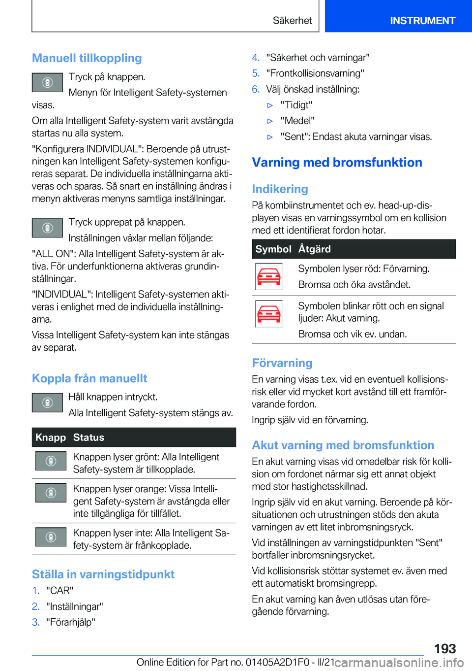 BMW X6 M 2021  InstruktionsbÖcker (in Swedish) �M�a�n�u�e�l�l��t�i�l�l�k�o�p�p�l�i�n�g�T�r�y�c�k��p�å��k�n�a�p�p�e�n�.
�M�e�n�y�n��f�