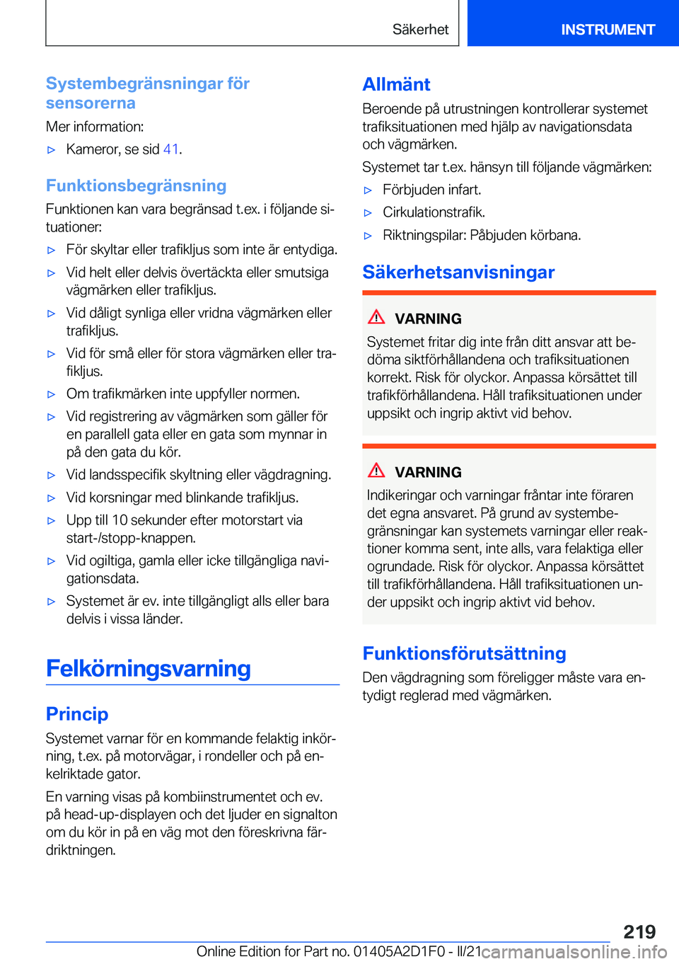 BMW X6 M 2021  InstruktionsbÖcker (in Swedish) �S�y�s�t�e�m�b�e�g�r�ä�n�s�n�i�n�g�a�r��f�