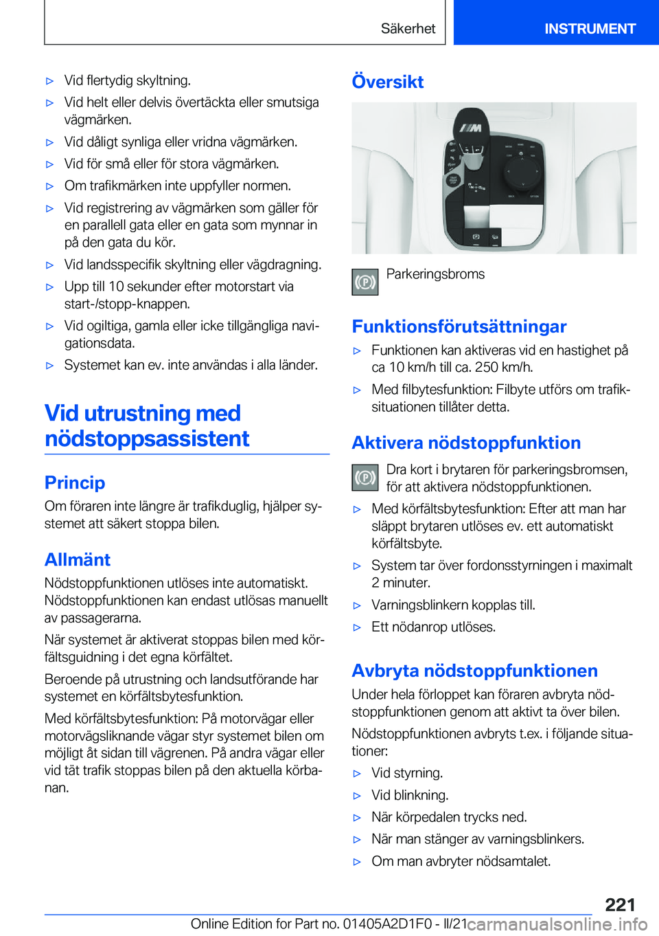 BMW X6 M 2021  InstruktionsbÖcker (in Swedish) 'x�V�i�d��f�l�e�r�t�y�d�i�g��s�k�y�l�t�n�i�n�g�.'x�V�i�d��h�e�l�t��e�l�l�e�r��d�e�l�v�i�s��