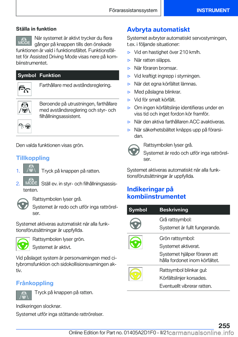 BMW X6 M 2021  InstruktionsbÖcker (in Swedish) �S�t�ä�l�l�a��i�n��f�u�n�k�t�i�o�n�N�ä�r��s�y�s�t�e�m�e�t��ä�r��a�k�t�i�v�t��t�r�y�c�k�e�r��d�u��f�l�e�r�a
�g�å�n�g�e�r��p�å��k�n�a�p�p�e�n��t�i�l�l�s��d�e�n��
