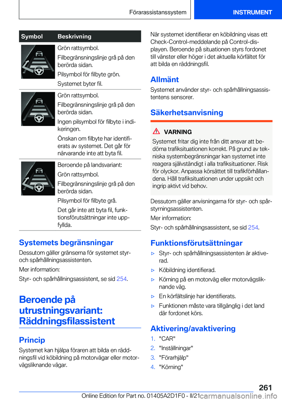 BMW X6 M 2021  InstruktionsbÖcker (in Swedish) �S�y�m�b�o�l�B�e�s�k�r�i�v�n�i�n�g�G�r�