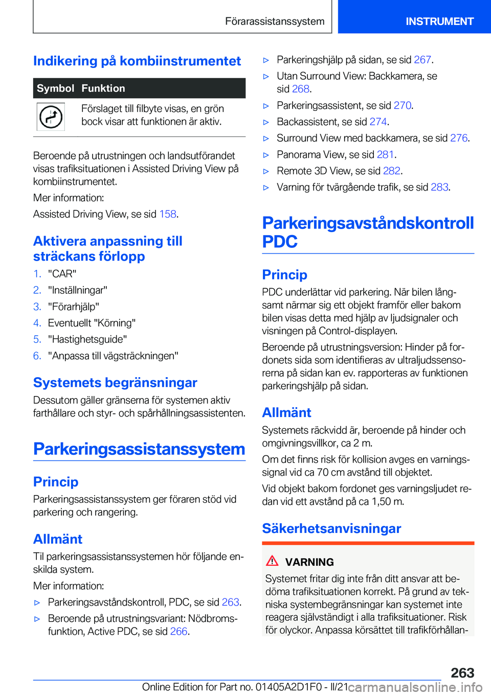 BMW X6 M 2021  InstruktionsbÖcker (in Swedish) �I�n�d�i�k�e�r�i�n�g��p�å��k�o�m�b�i�i�n�s�t�r�u�m�e�n�t�e�t�S�y�m�b�o�l�F�u�n�k�t�i�o�n�F�