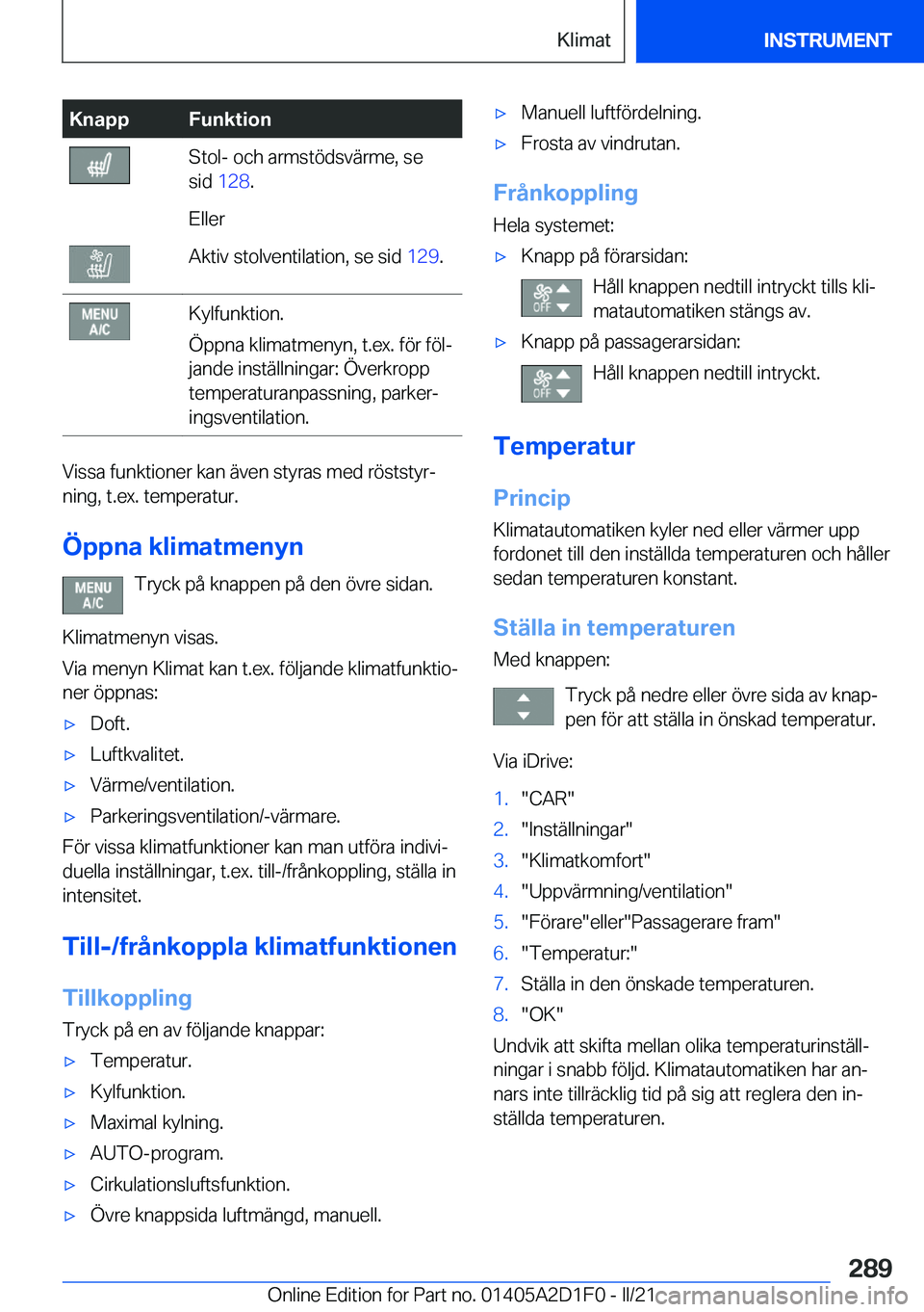BMW X6 M 2021  InstruktionsbÖcker (in Swedish) �K�n�a�p�p�F�u�n�k�t�i�o�n�S�t�o�l�-��o�c�h��a�r�m�s�t�