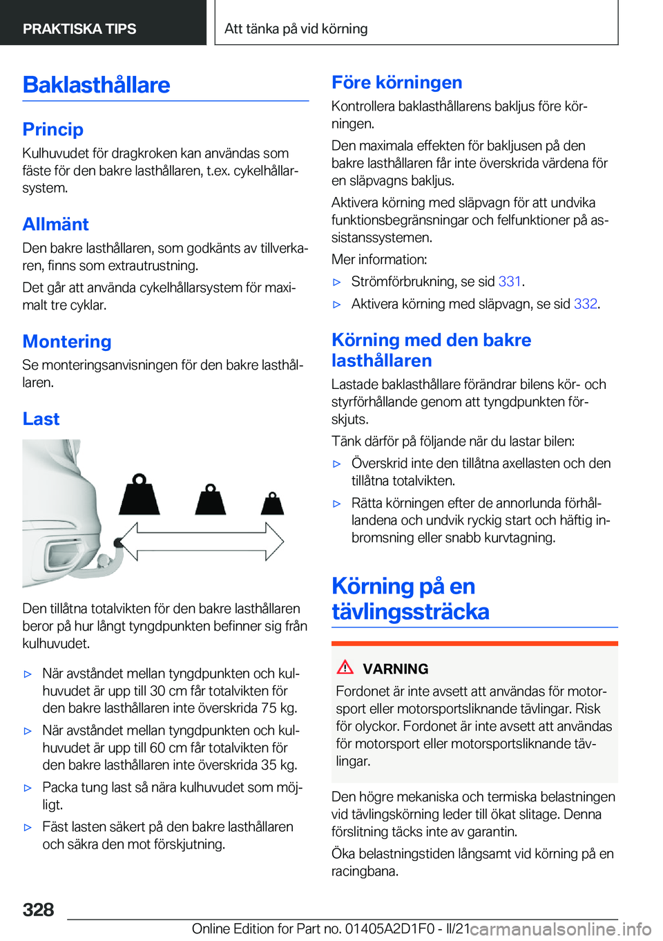 BMW X6 M 2021  InstruktionsbÖcker (in Swedish) �B�a�k�l�a�s�t�h�å�l�l�a�r�e
�P�r�i�n�c�i�p�K�u�l�h�u�v�u�d�e�t��f�