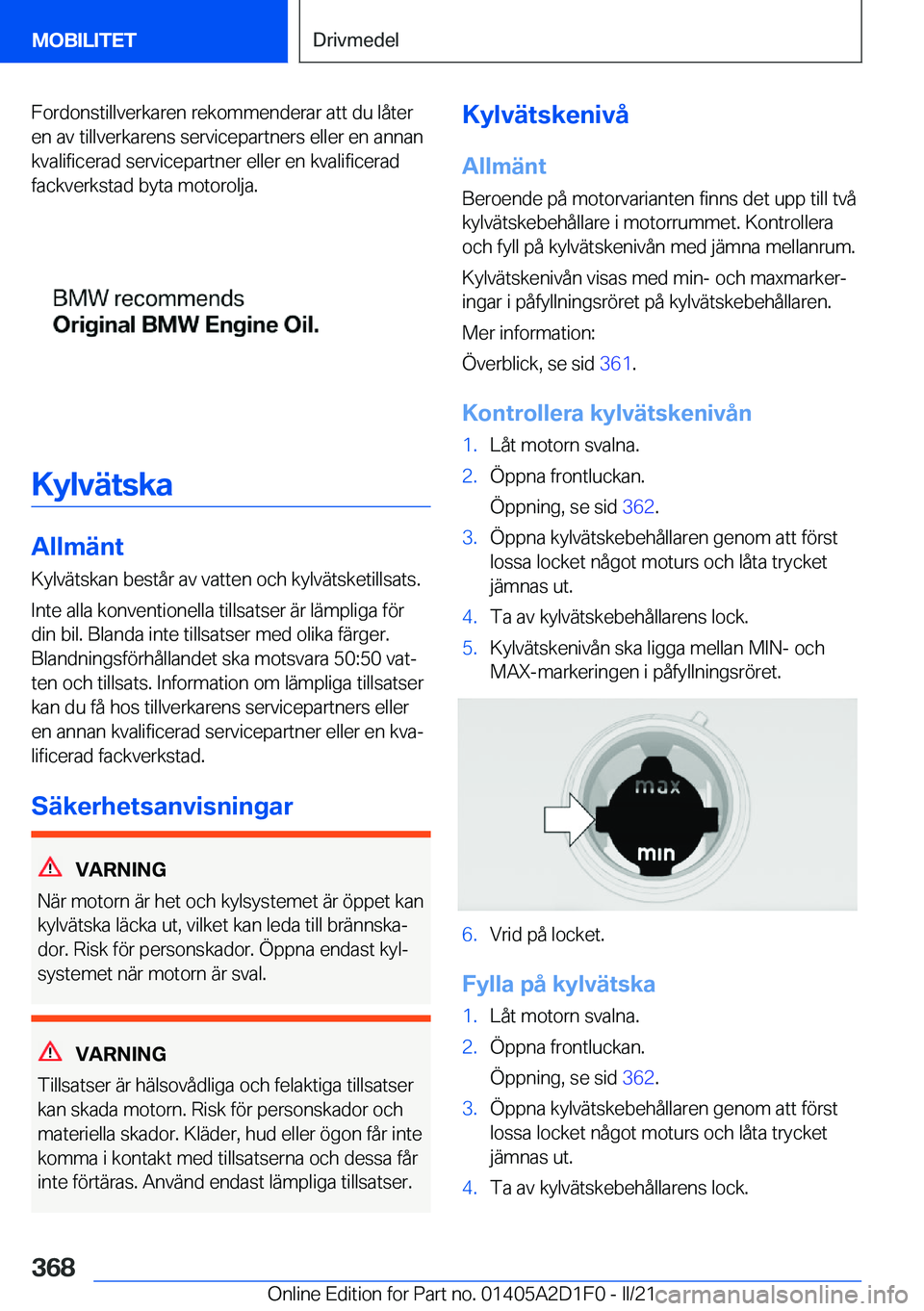 BMW X6 M 2021  InstruktionsbÖcker (in Swedish) �F�o�r�d�o�n�s�t�i�l�l�v�e�r�k�a�r�e�n��r�e�k�o�m�m�e�n�d�e�r�a�r��a�t�t��d�u��l�å�t�e�r�e�n��a�v��t�i�l�l�v�e�r�k�a�r�e�n�s��s�e�r�v�i�c�e�p�a�r�t�n�e�r�s��e�l�l�e�r��e�n��a�n�n�a�n
�k�v�a