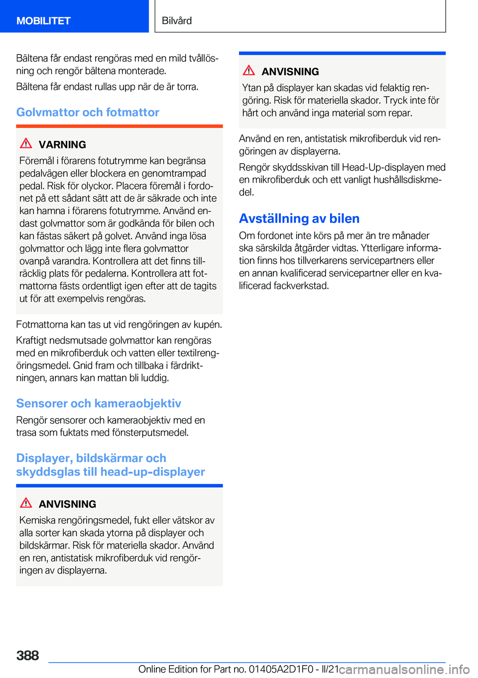 BMW X6 M 2021  InstruktionsbÖcker (in Swedish) �B�ä�l�t�e�n�a��f�å�r��e�n�d�a�s�t��r�e�n�g�