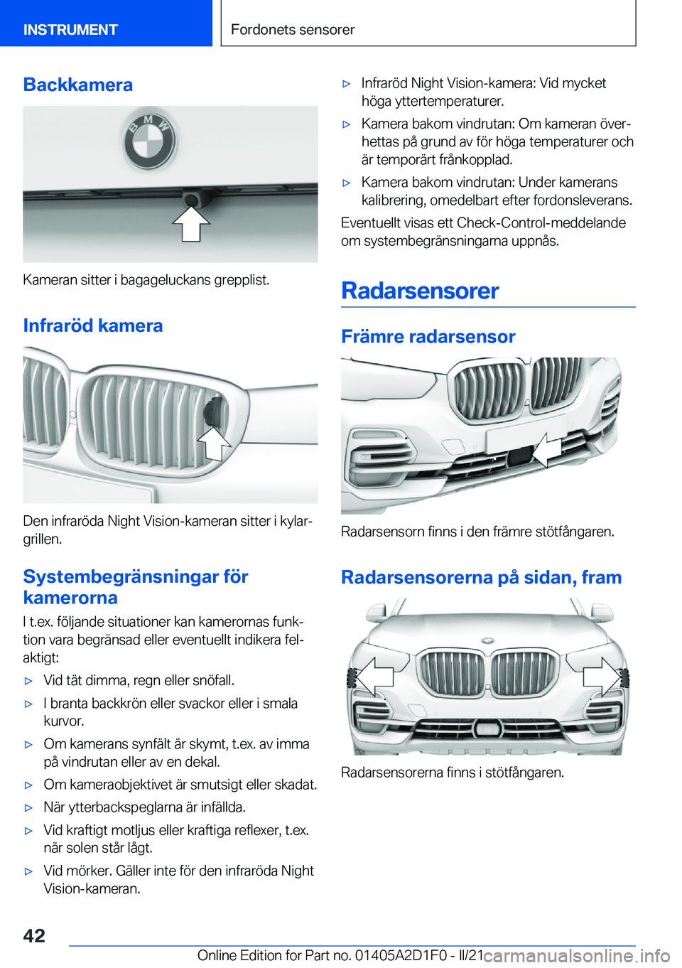 BMW X6 M 2021  InstruktionsbÖcker (in Swedish) �B�a�c�k�k�a�m�e�r�a
�K�a�m�e�r�a�n��s�i�t�t�e�r��i��b�a�g�a�g�e�l�u�c�k�a�n�s��g�r�e�p�p�l�i�s�t�.
�I�n�f�r�a�r�