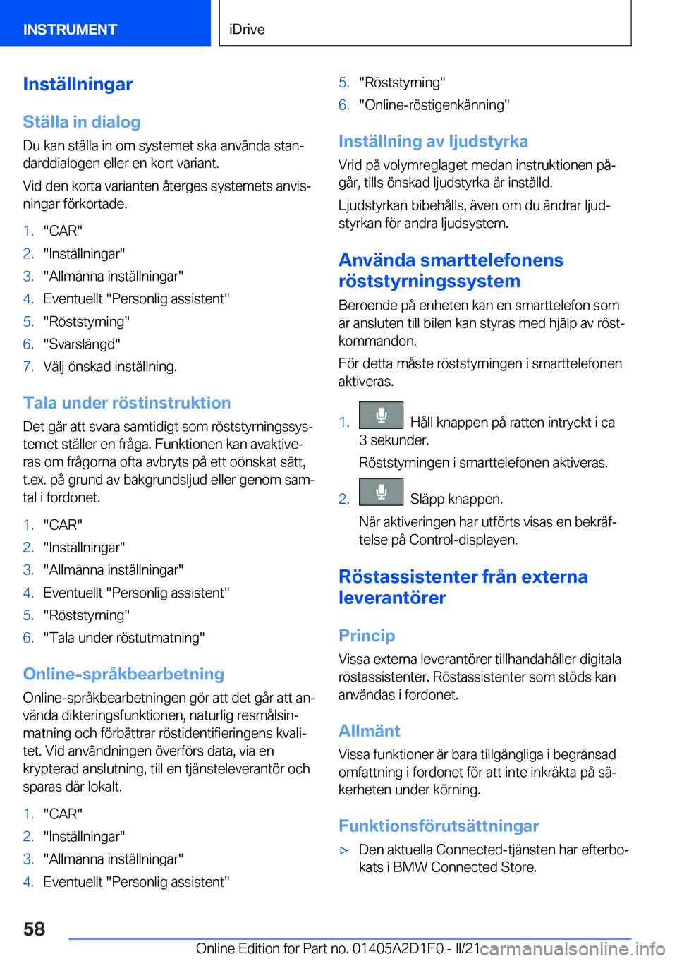 BMW X6 M 2021  InstruktionsbÖcker (in Swedish) �I�n�s�t�ä�l�l�n�i�n�g�a�r
�S�t�ä�l�l�a��i�n��d�i�a�l�o�g �D�u��k�a�n��s�t�ä�l�l�a��i�n��o�m��s�y�s�t�e�m�e�t��s�k�a��a�n�v�ä�n�d�a��s�t�a�nj
�d�a�r�d�d�i�a�l�o�g�e�n��e�l�l�e�r��e�n�