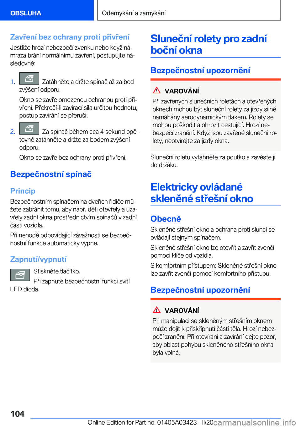BMW X6 M 2020  Návod na použití (in Czech) �Z�a�v�e�n�