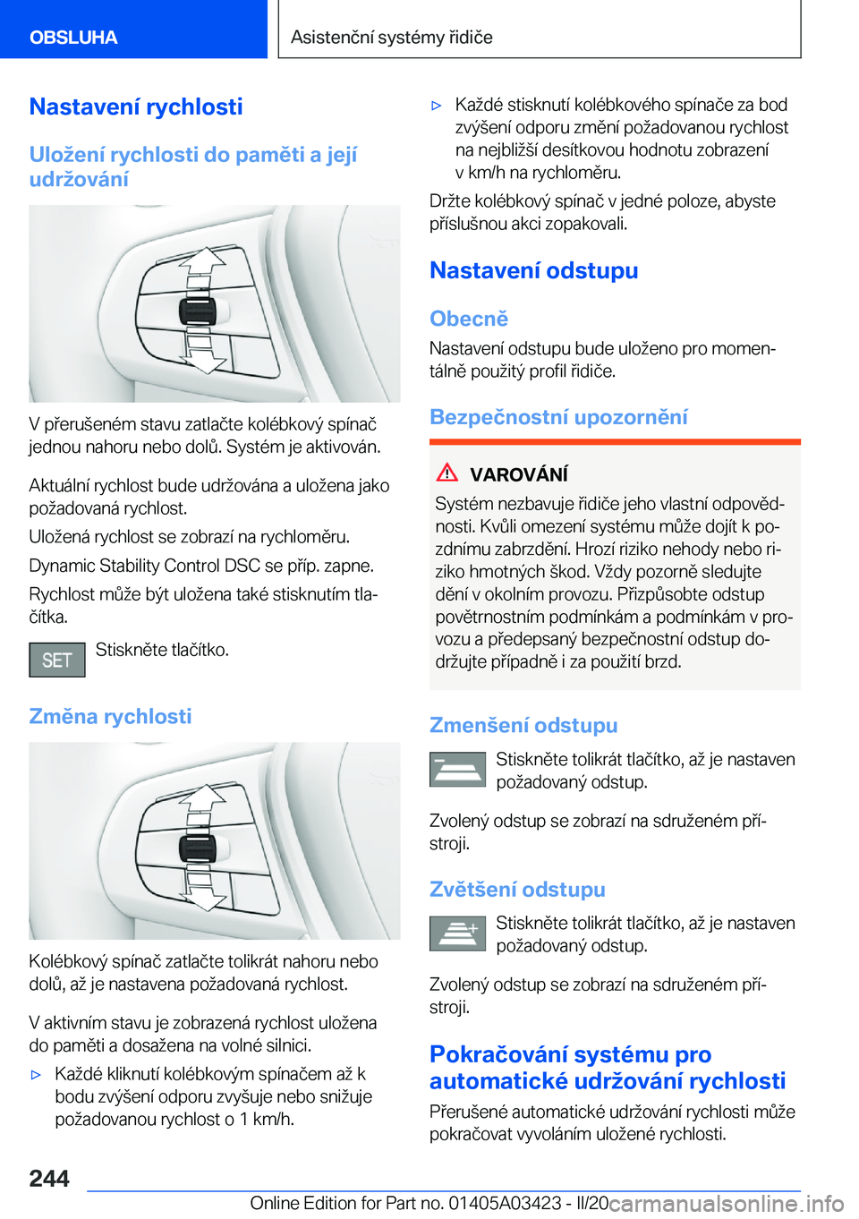 BMW X6 M 2020  Návod na použití (in Czech) �N�a�s�t�a�v�e�n�