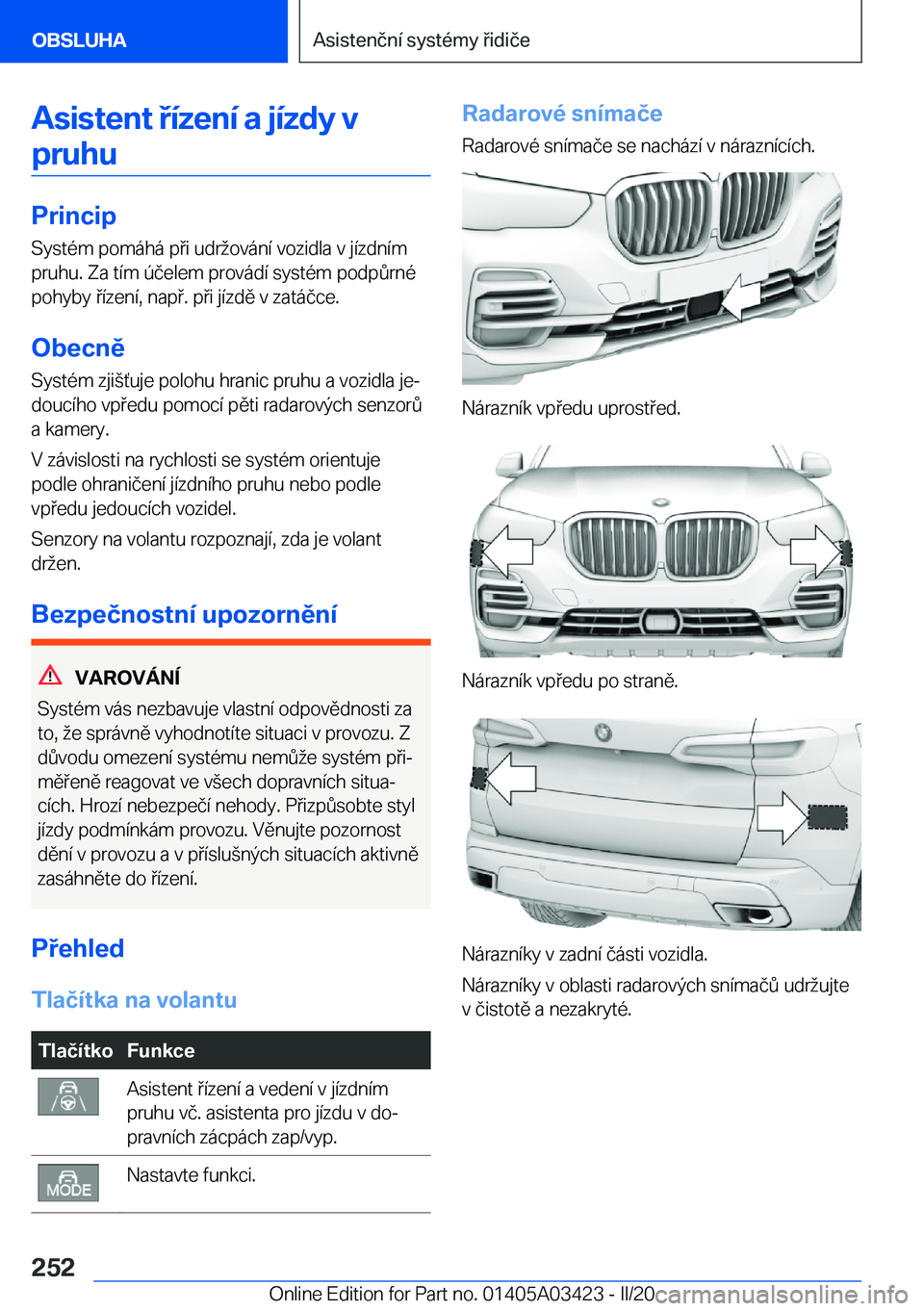BMW X6 M 2020  Návod na použití (in Czech) �A�s�i�s�t�e�n�t��
