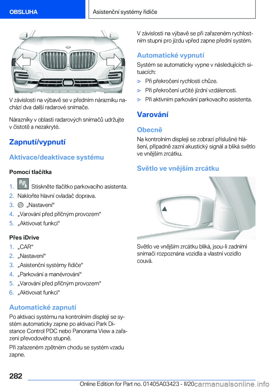 BMW X6 M 2020  Návod na použití (in Czech) �V��z�