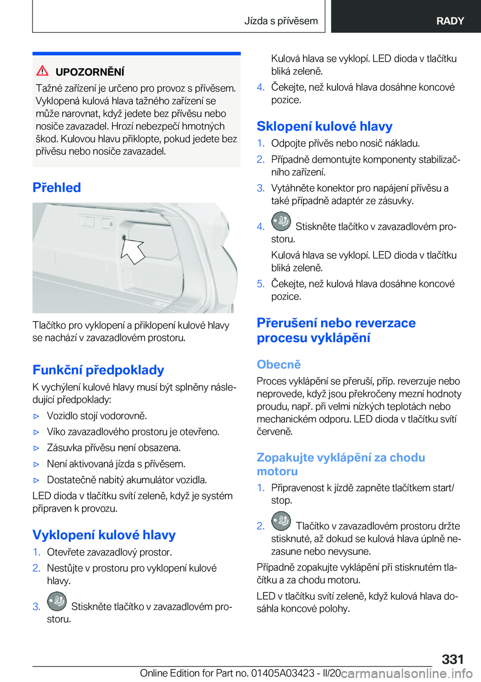 BMW X6 M 2020  Návod na použití (in Czech) �U�P�O�Z�O�R�N�Ě�N�