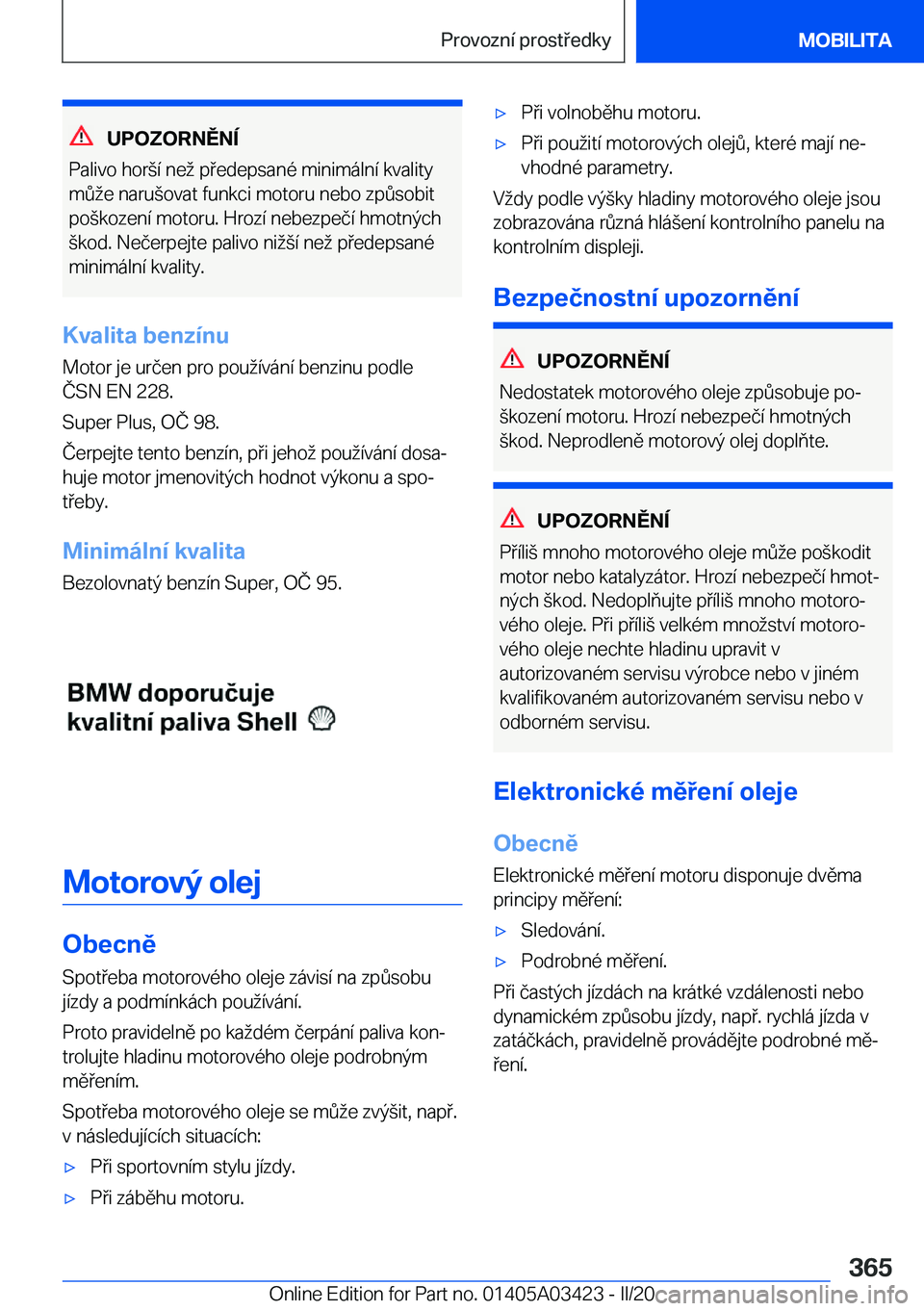 BMW X6 M 2020  Návod na použití (in Czech) �U�P�O�Z�O�R�N�Ě�N�