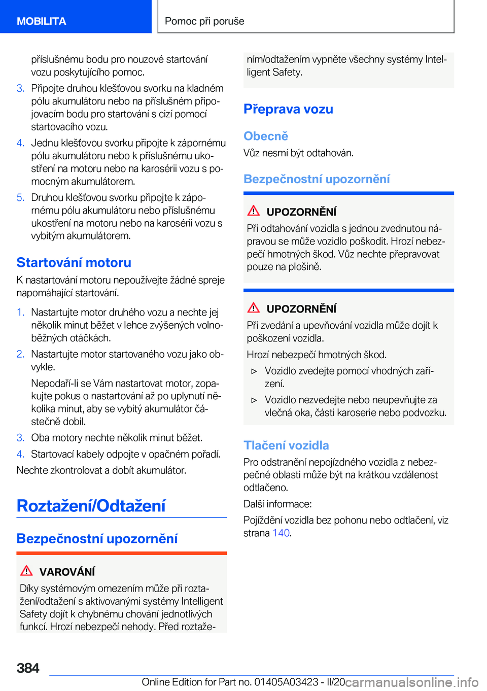 BMW X6 M 2020  Návod na použití (in Czech) �p�