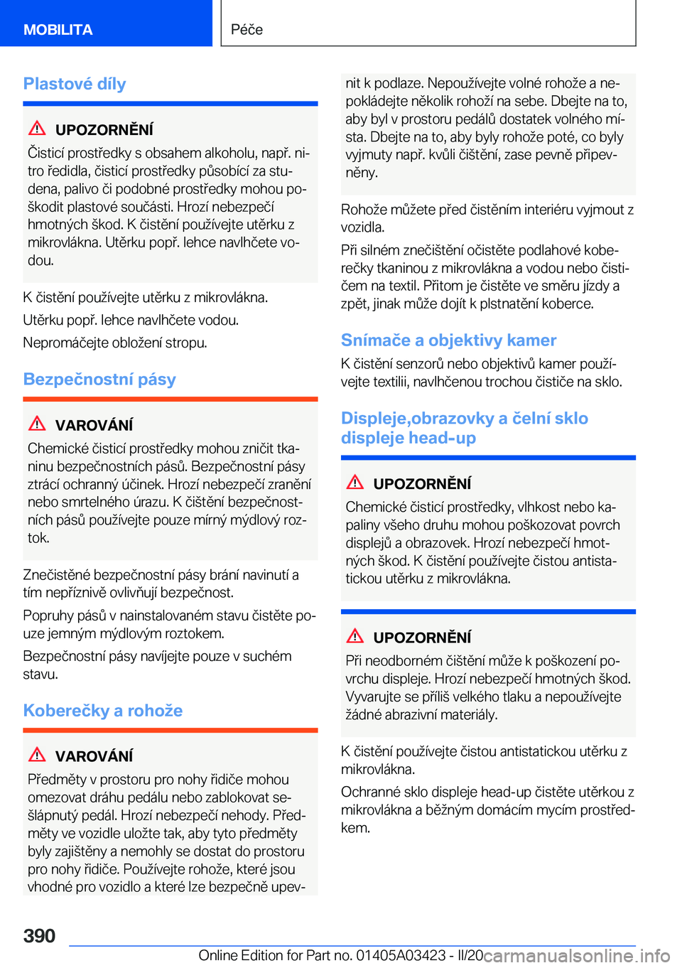 BMW X6 M 2020  Návod na použití (in Czech) �P�l�a�s�t�o�v�