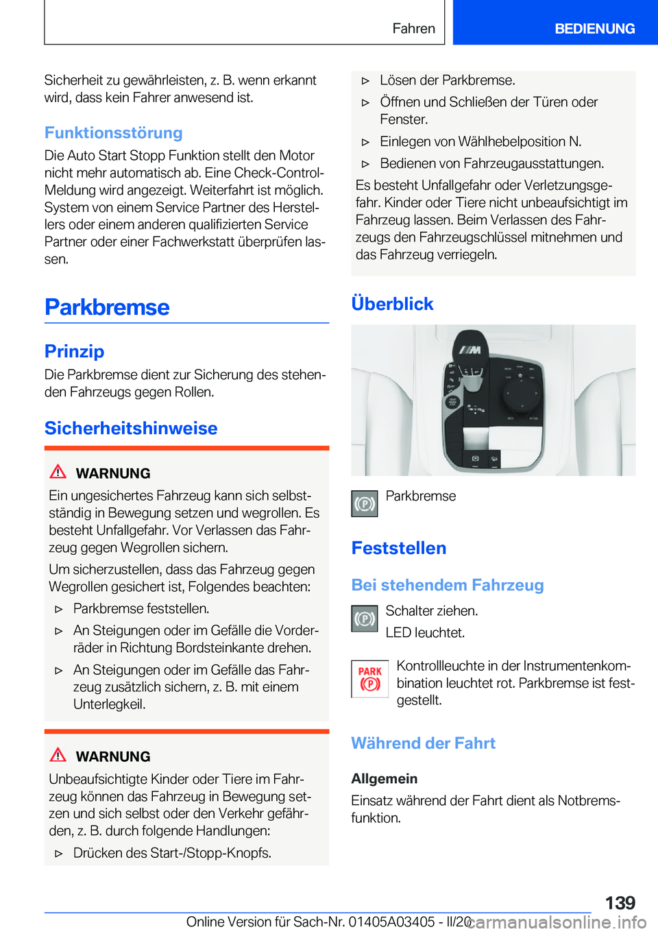 BMW X6 M 2020  Betriebsanleitungen (in German) �S�i�c�h�e�r�h�e�i�t��z�u��g�e�w�