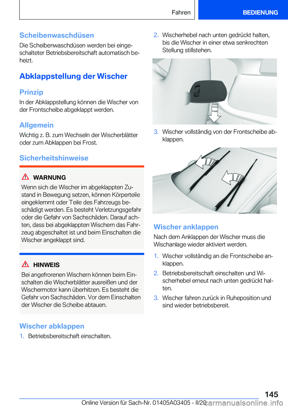 BMW X6 M 2020  Betriebsanleitungen (in German) �S�c�h�e�i�b�e�n�w�a�s�c�h�d�