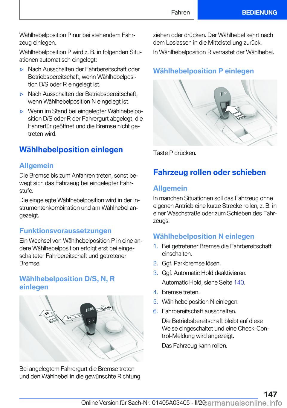 BMW X6 M 2020  Betriebsanleitungen (in German) �W�