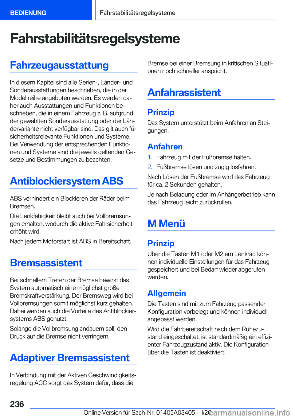 BMW X6 M 2020  Betriebsanleitungen (in German) �F�a�h�r�s�t�a�b�i�l�i�t�