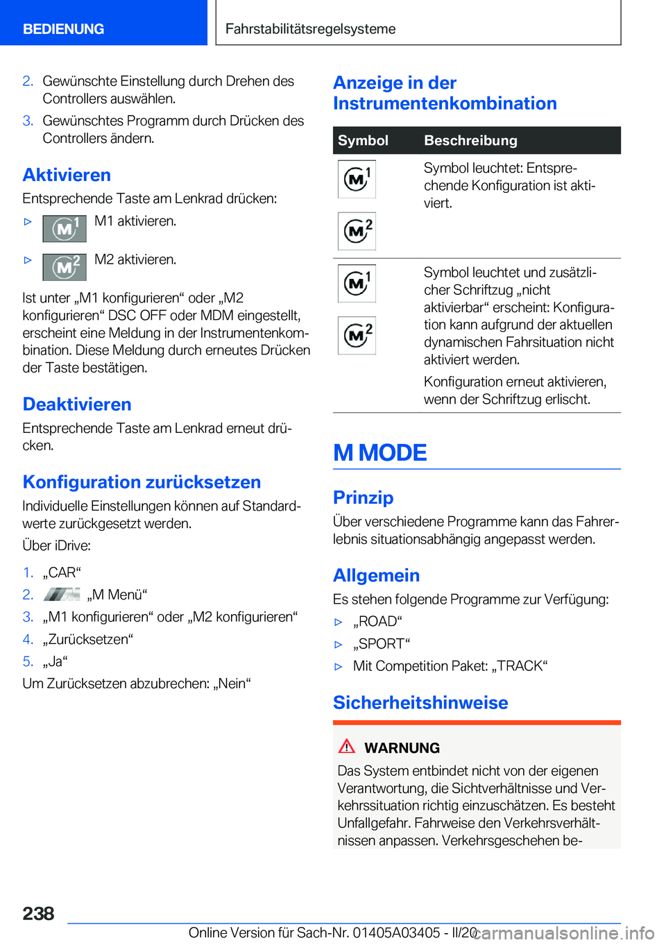 BMW X6 M 2020  Betriebsanleitungen (in German) �2�.�G�e�w�
