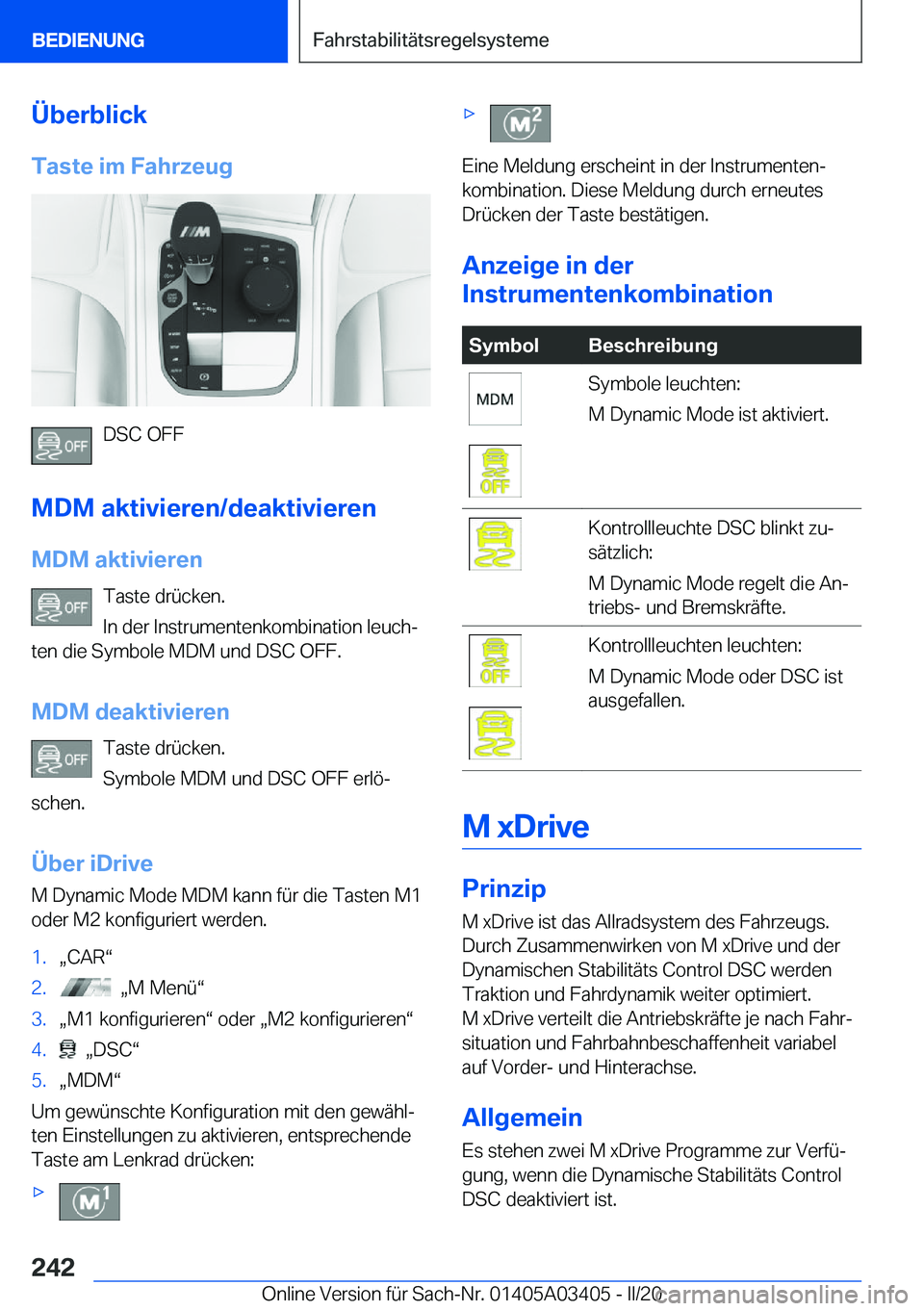 BMW X6 M 2020  Betriebsanleitungen (in German) �