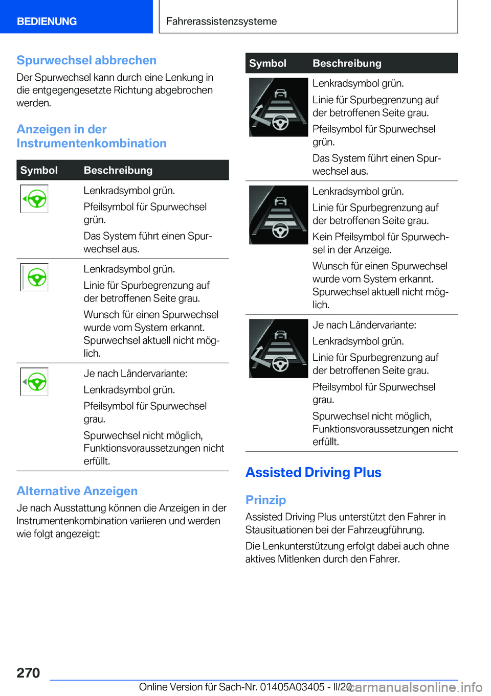 BMW X6 M 2020  Betriebsanleitungen (in German) �S�p�u�r�w�e�c�h�s�e�l��a�b�b�r�e�c�h�e�n�D�e�r��S�p�u�r�w�e�c�h�s�e�l��k�a�n�n��d�u�r�c�h��e�i�n�e��L�e�n�k�u�n�g��i�n
�d�i�e��e�n�t�g�e�g�e�n�g�e�s�e�t�z�t�e��R�i�c�h�t�u�n�g��a�b�g�e�b�r�
